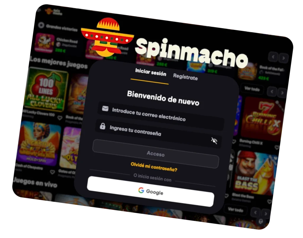 Formulario de inicio de sesión de Spinmacho